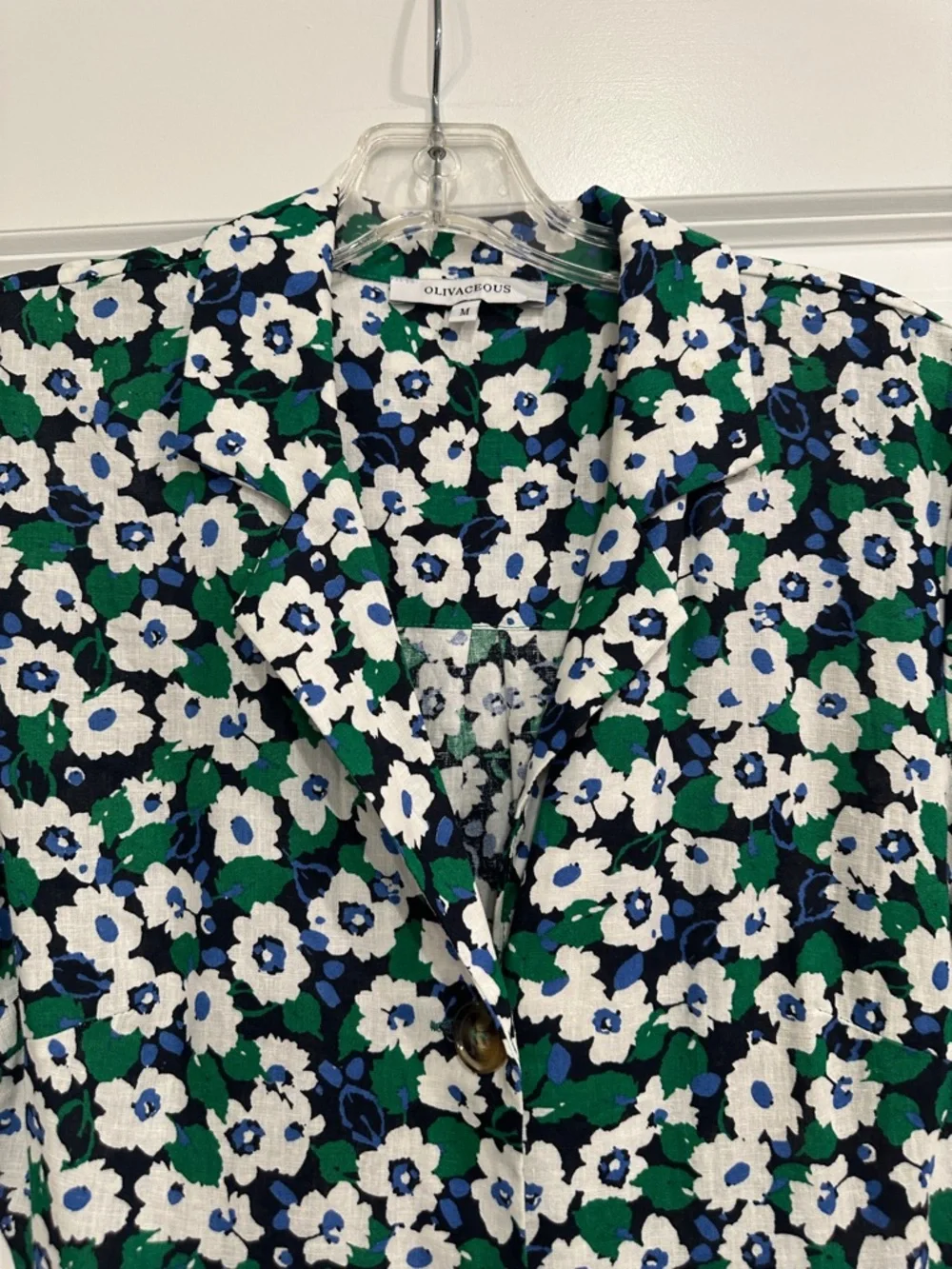 Olivaceous Green Floral Short Sleeve Romper - Picture 3 of 9